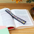 Handwoven Multi-Color Embroidered Cotton Bookmark - Star Garden