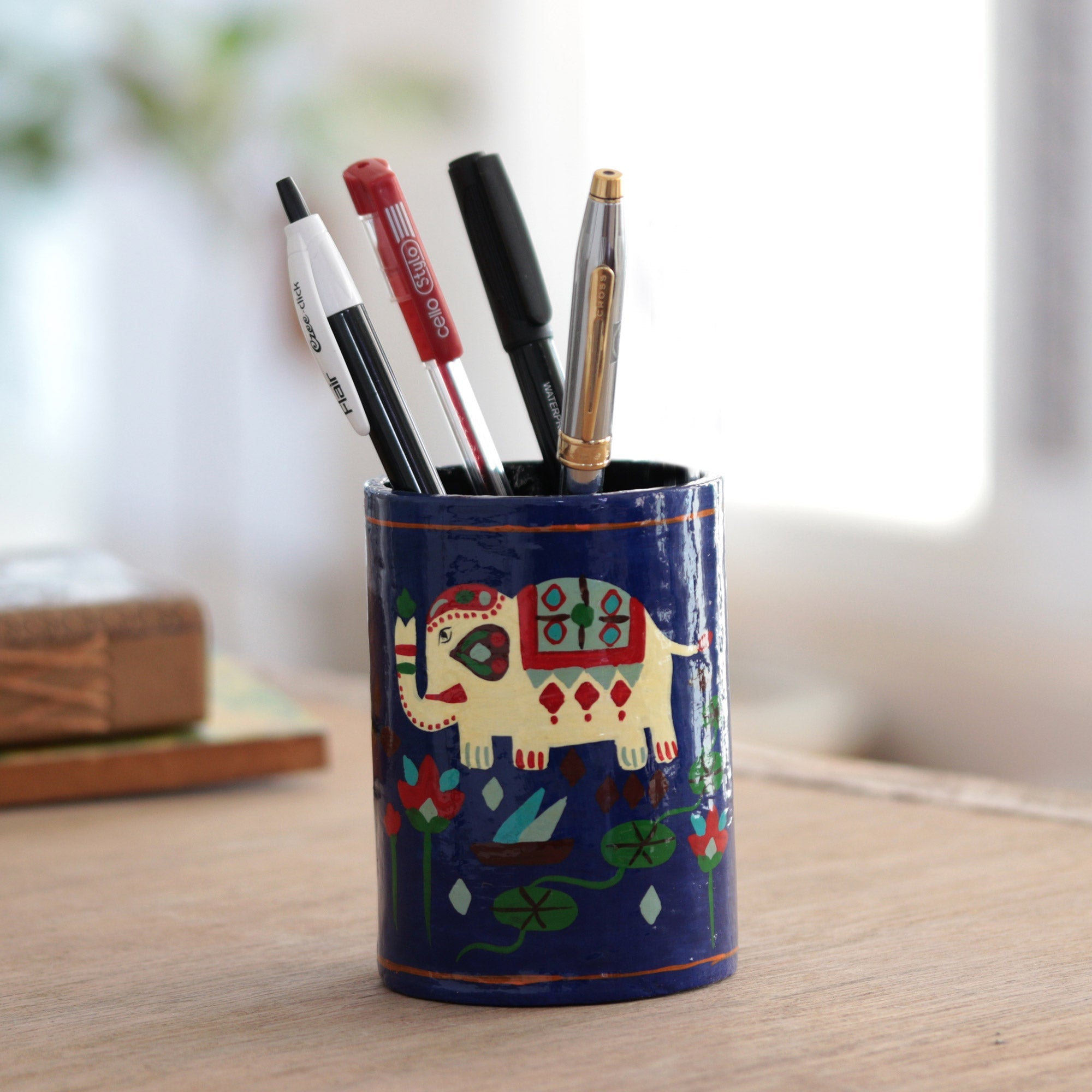 Hand Crafted Papier Mache Pen Holder - Midnight Tale
