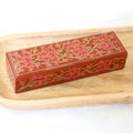Decorative Papier Mache Box with Leaf Motif - Chinar Pride in Red
