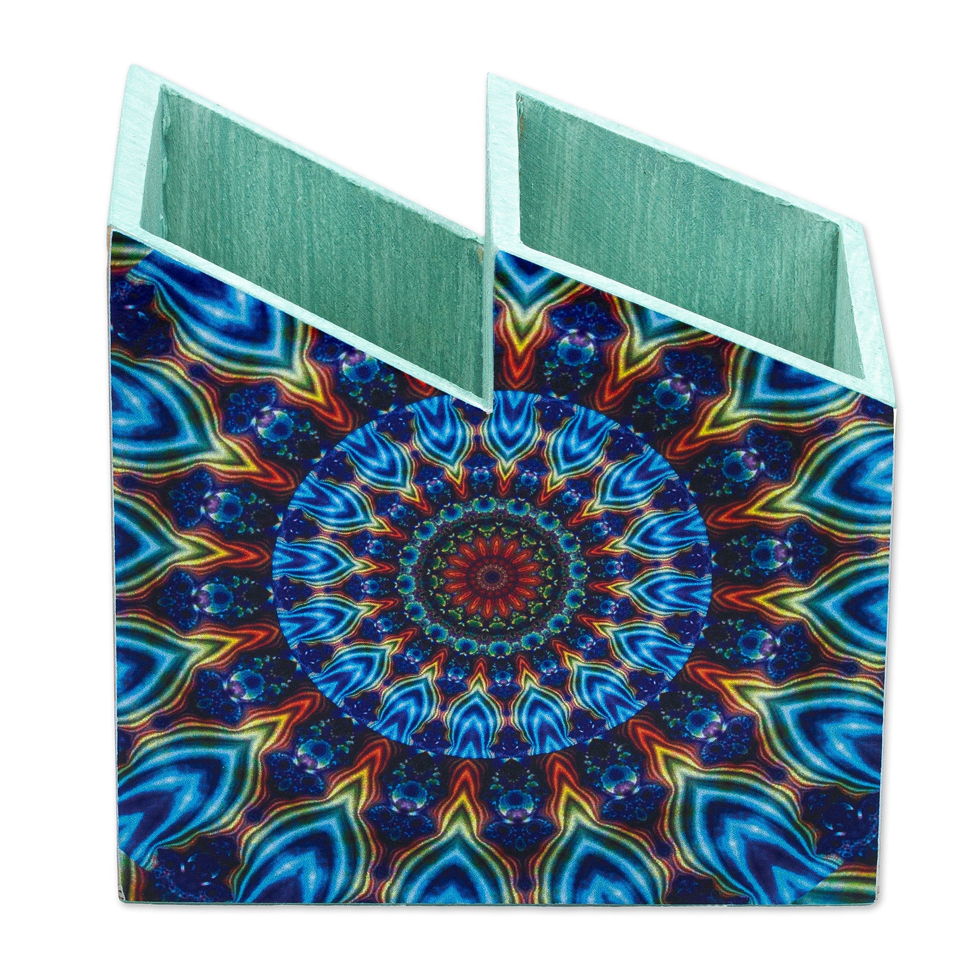 Multicolor Decoupage Hamsa Pine Wood Pencil Holder - Multicolored Hamsa