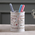 Handcrafted Soapstone Pencil Holder with Elephant Motifs - Helping Elephant