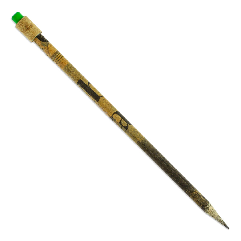 Vintage Handmade Recycled Paper Pencil with Green Eraser - News of Yesterday