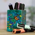 Pine Wood Pencil Holder with Decoupage Butterflies - Paradise Butterflies