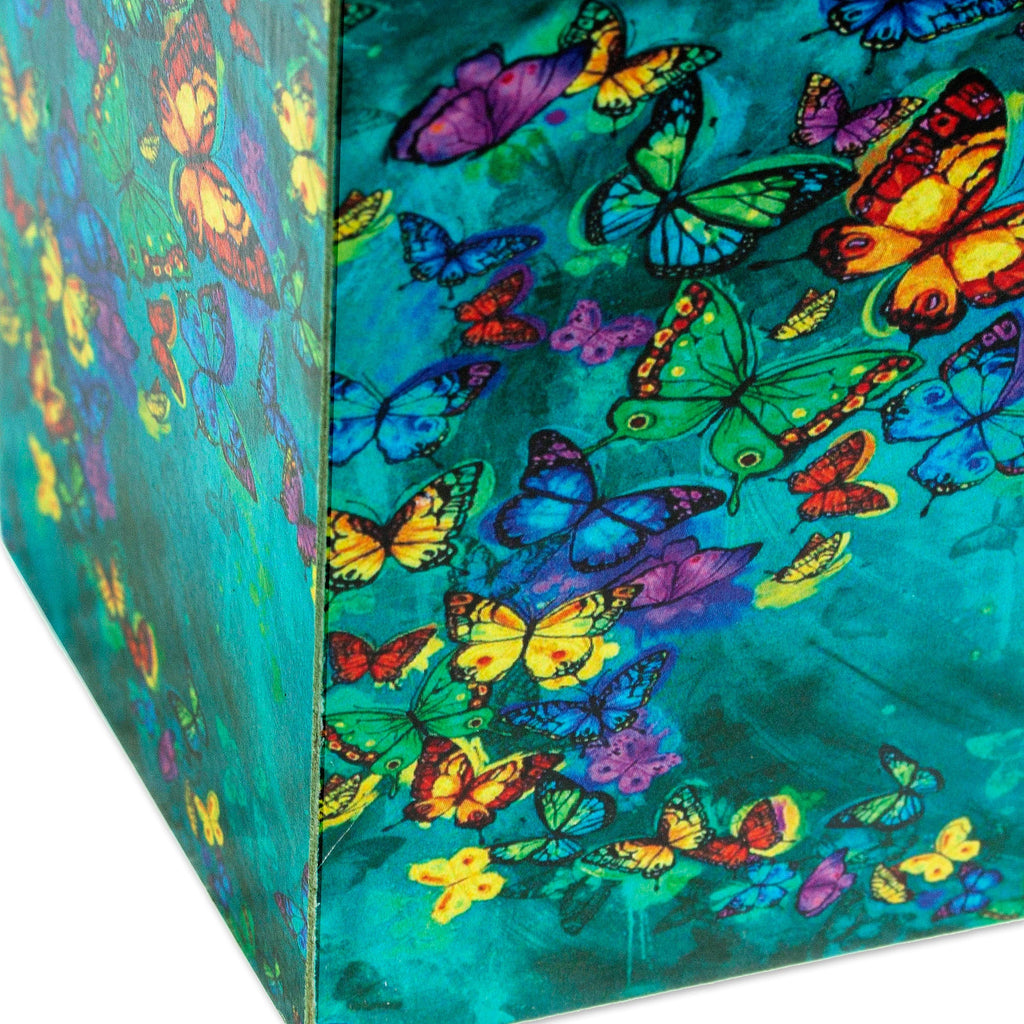 Pine Wood Pencil Holder with Decoupage Butterflies - Paradise Butterflies
